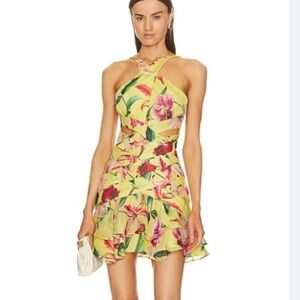 PatBo Canary Laelia Cross Front Mini Dress Flirty Ruffles Size 8